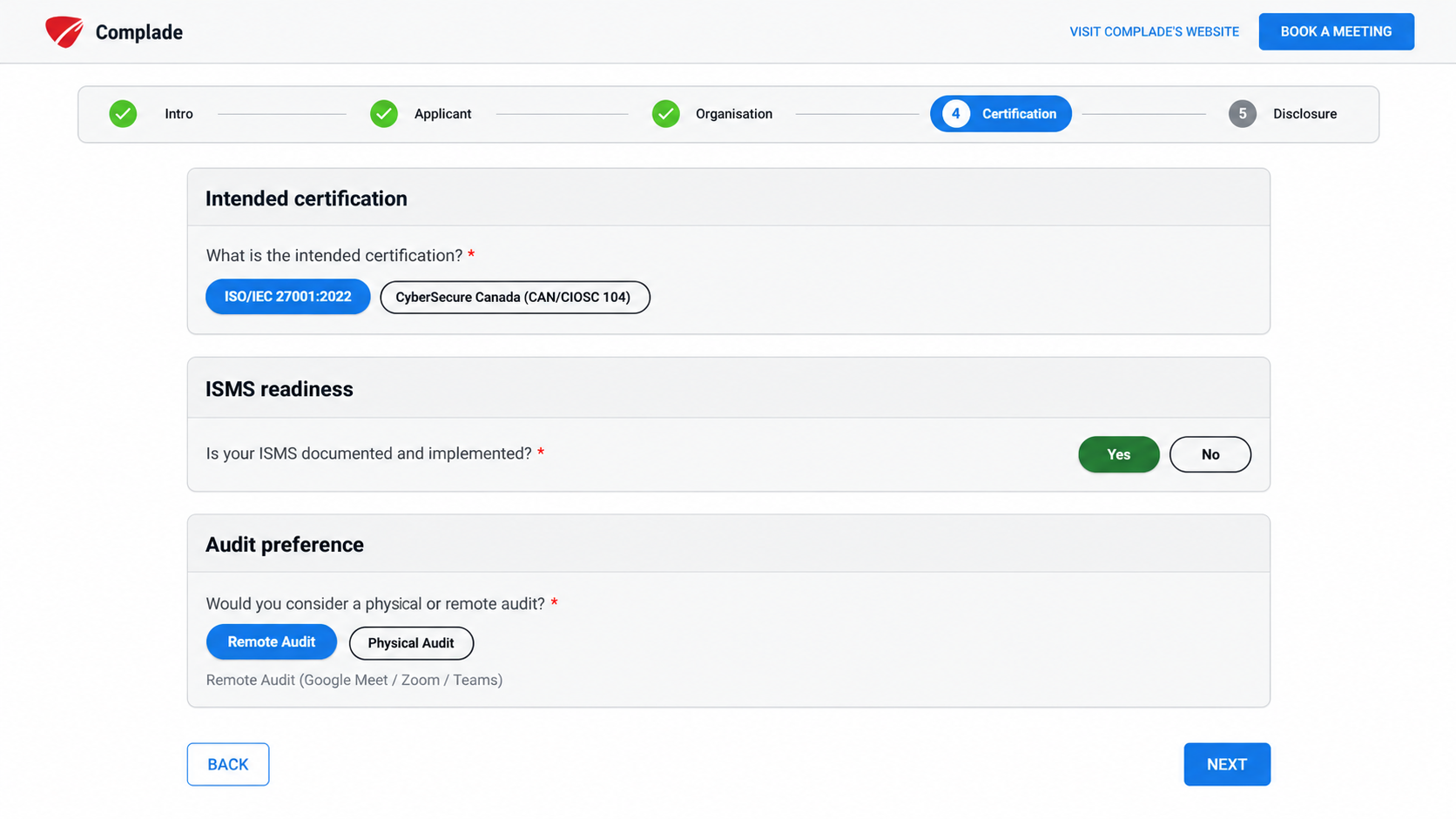 Complade portal preview: Apply in the portal